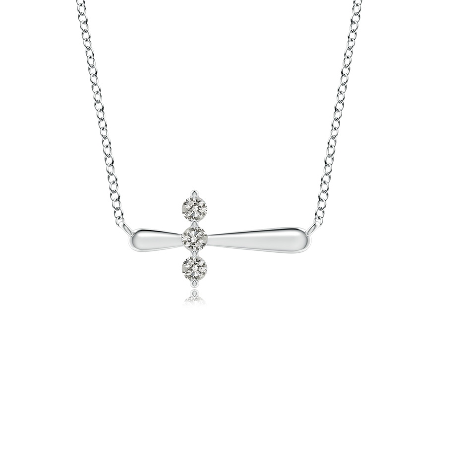 2mm KI3 Diamond Sideways Cross Necklace in S999 Silver 