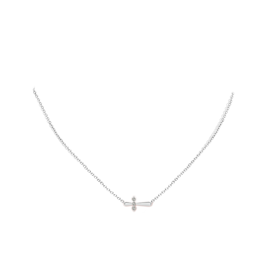 2mm KI3 Diamond Sideways Cross Necklace in S999 Silver pen