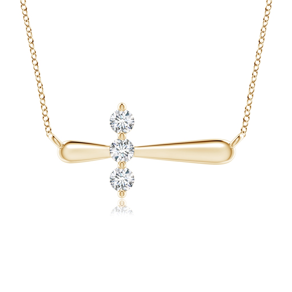 3.1mm GVS2 Diamond Sideways Cross Necklace in Yellow Gold