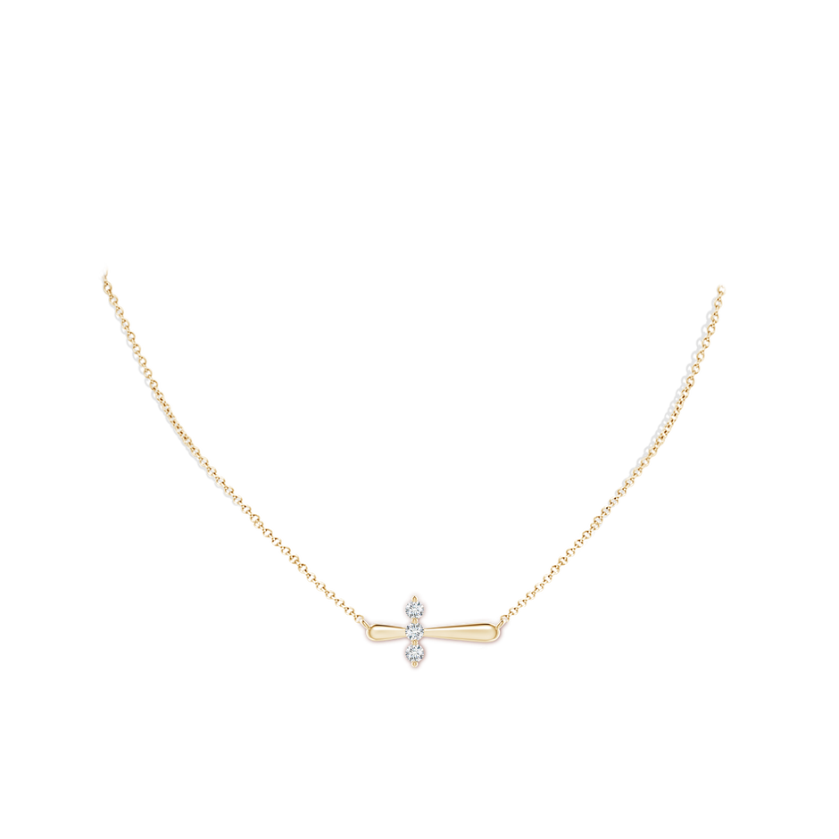 3.1mm GVS2 Diamond Sideways Cross Necklace in Yellow Gold pen