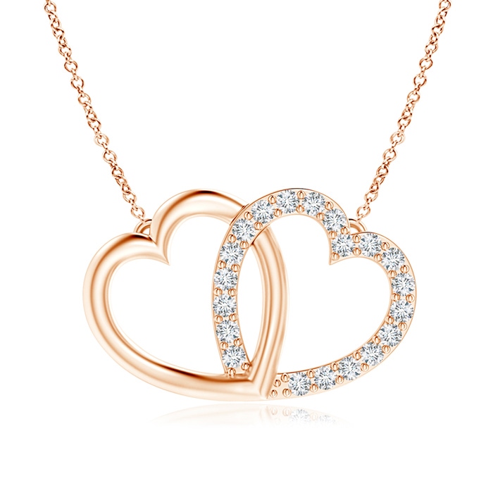 1mm GVS2 Diamond Interlocking Heart Necklace in Rose Gold 