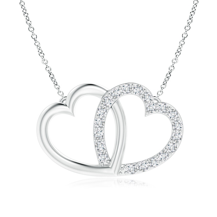 1mm GVS2 Diamond Interlocking Heart Necklace in White Gold 