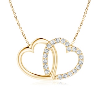1mm GVS2 Diamond Interlocking Heart Necklace in Yellow Gold