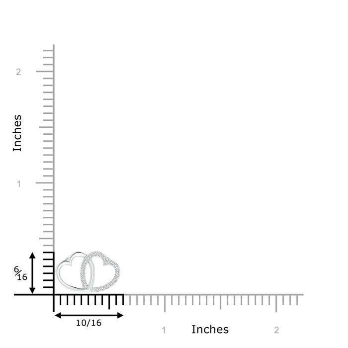 1mm HSI2 Diamond Interlocking Heart Necklace in P950 Platinum - ruler
