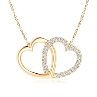 1mm HSI2 Diamond Interlocking Heart Necklace in Yellow Gold