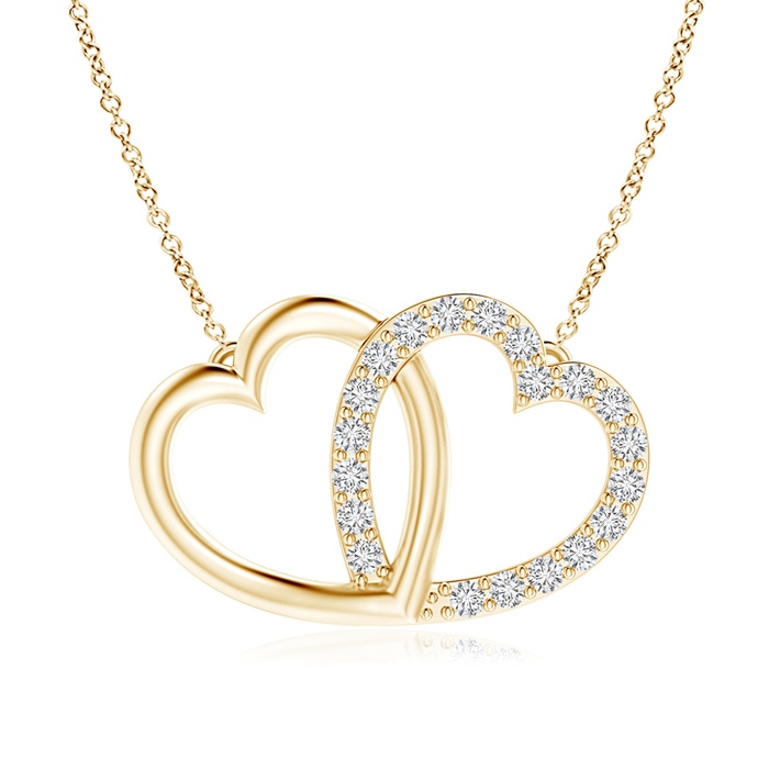 1mm HSI2 Diamond Interlocking Heart Necklace in Yellow Gold 