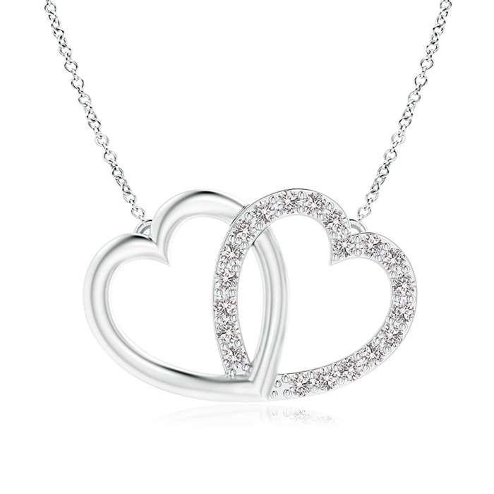 1mm IJI1I2 Diamond Interlocking Heart Necklace in White Gold 