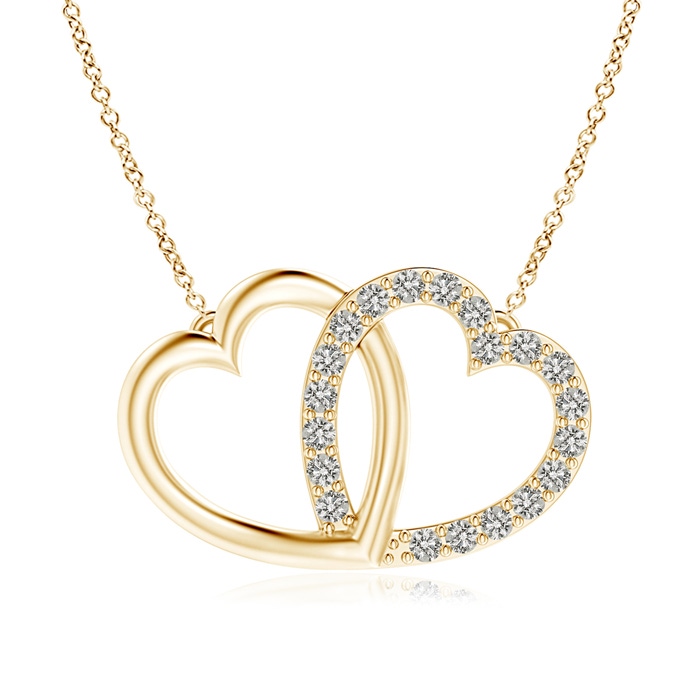 1mm KI3 Diamond Interlocking Heart Necklace in Yellow Gold 