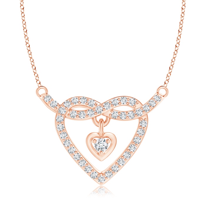 1.8mm GVS2 Diamond Dual Heart Knot Necklace in Rose Gold