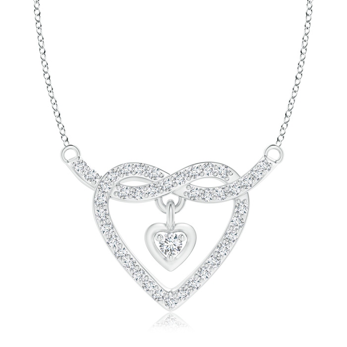 1.8mm GVS2 Diamond Dual Heart Knot Necklace in White Gold