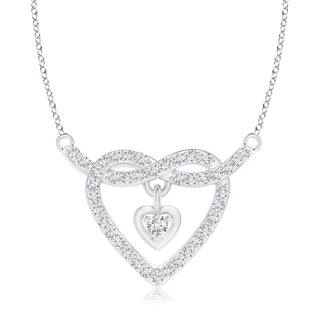 1.8mm GVS2 Diamond Dual Heart Knot Necklace in White Gold