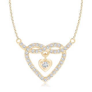 1.8mm GVS2 Diamond Dual Heart Knot Necklace in Yellow Gold