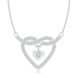 1.8mm HSI2 Diamond Dual Heart Knot Necklace in White Gold
