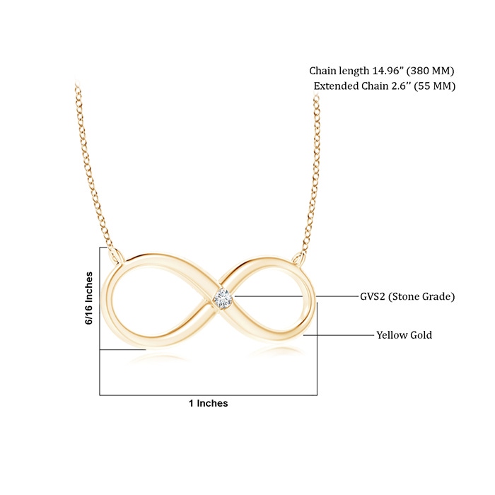 2mm GVS2 Sideways Infinity Necklace with Gypsy Diamond in Yellow Gold Product Image
