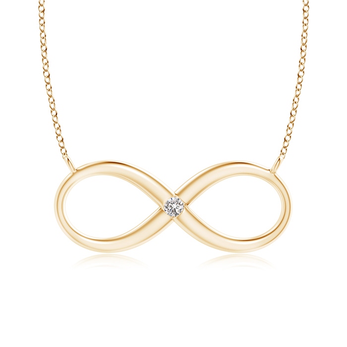 2mm IJI1I2 Sideways Infinity Necklace with Gypsy Diamond in Yellow Gold 