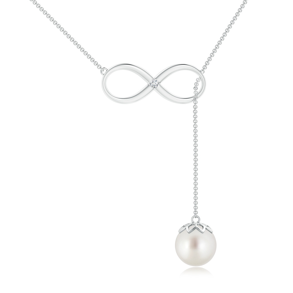 10mm AAA South Sea Pearl Infinity Lariat Necklace with Diamond in White Gold