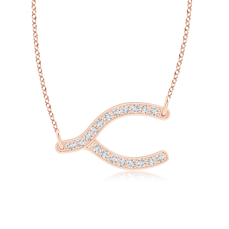 1.2mm GVS2 Pave-Set Diamond Sideways Wishbone Necklace in Rose Gold 