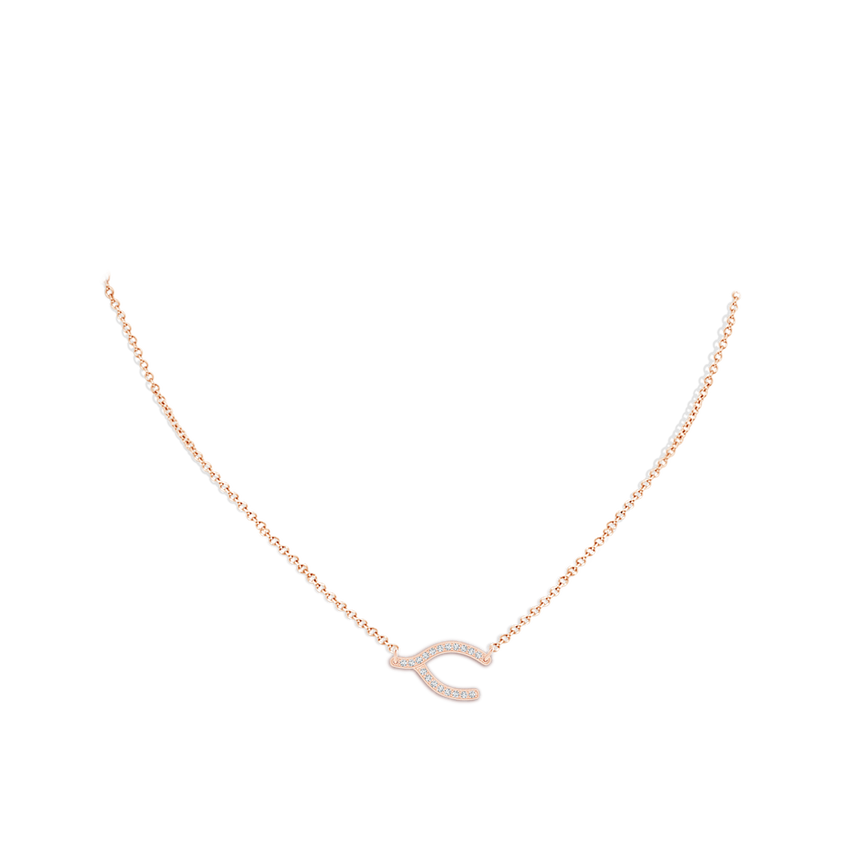 Pave-Set Diamond Sideways Wishbone Necklace | Angara