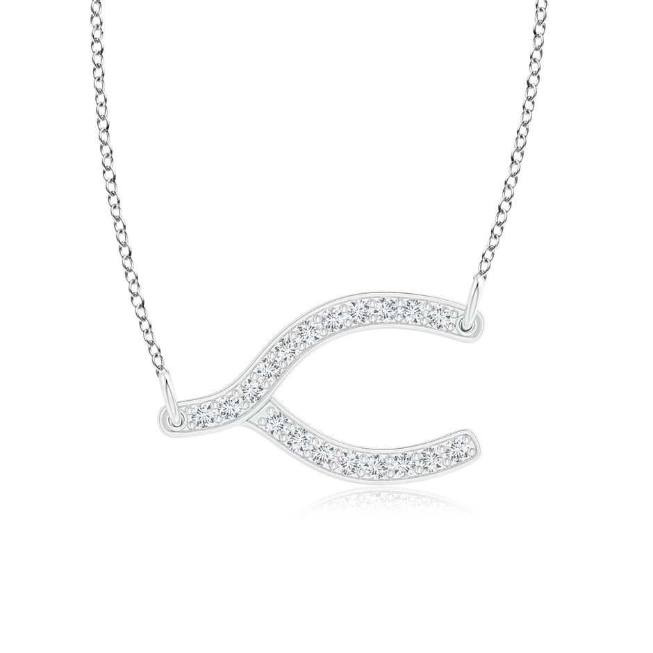 1.2mm GVS2 Pave-Set Diamond Sideways Wishbone Necklace in White Gold 