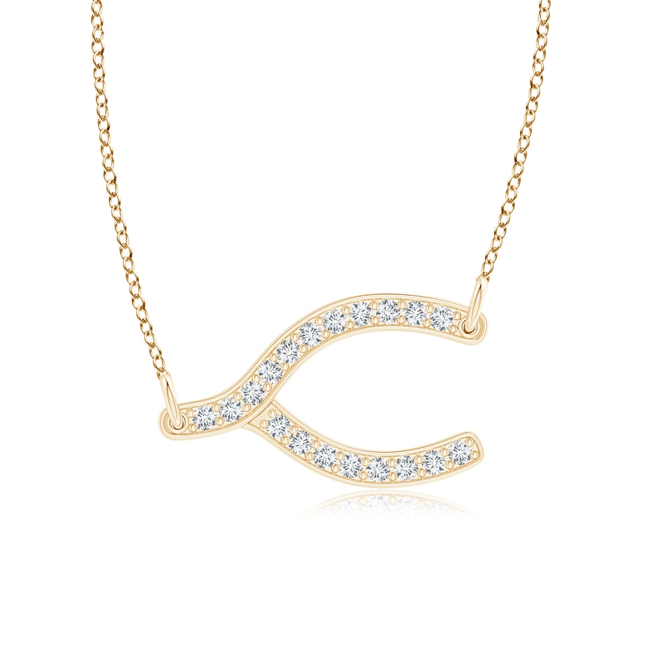 1.2mm GVS2 Pave-Set Diamond Sideways Wishbone Necklace in Yellow Gold 