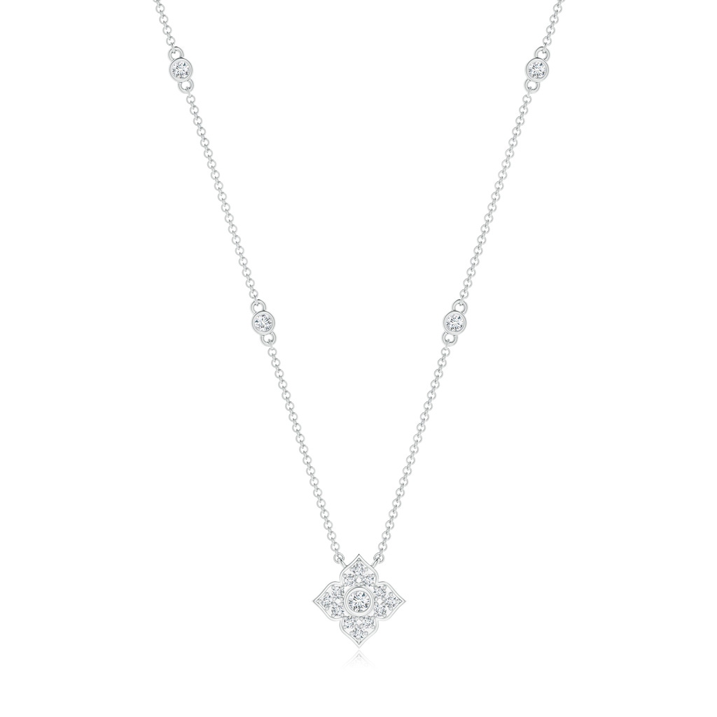 2.2mm GVS2 Round Diamond Clover Station Necklace in White Gold 