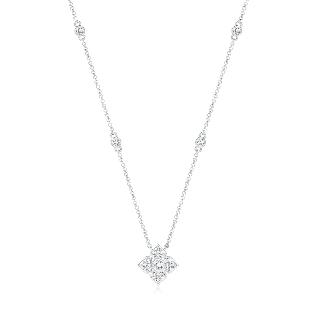 2.2mm GVS2 Round Diamond Clover Station Necklace in White Gold