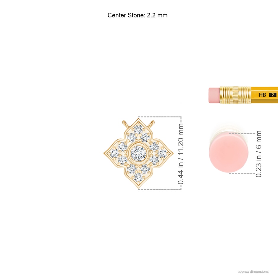 2.2mm GVS2 Round Diamond Clover Station Necklace in Yellow Gold ruler