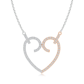 1.1mm HSI2 Diamond Heart-Shaped Necklace in Two Tone in White Gold Rose Gold