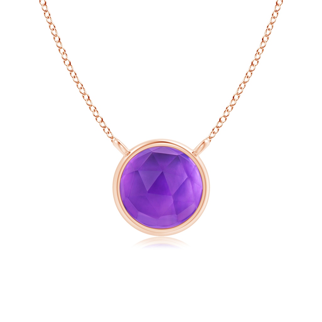 5mm AAA Bezel-Set Round Amethyst Solitaire Necklace in Rose Gold