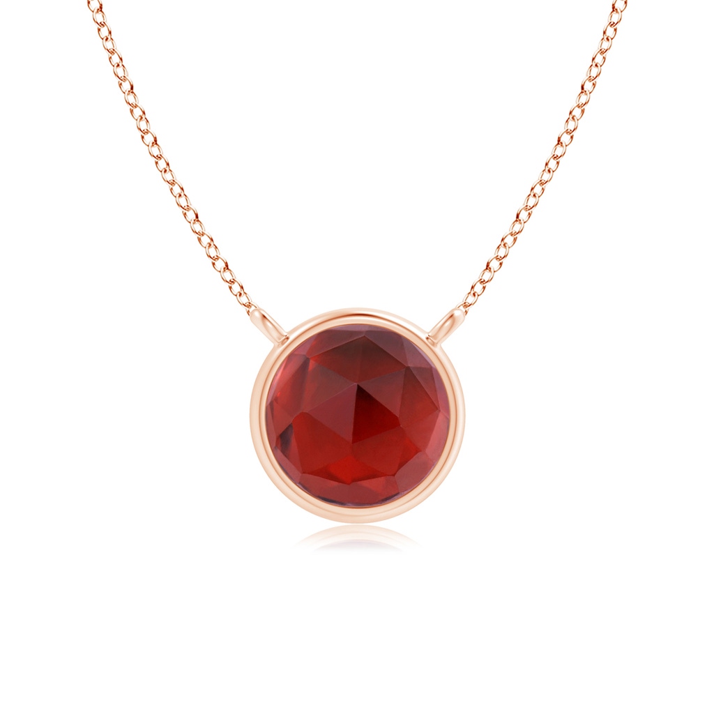 5mm AAA Bezel-Set Round Garnet Solitaire Necklace in Rose Gold 