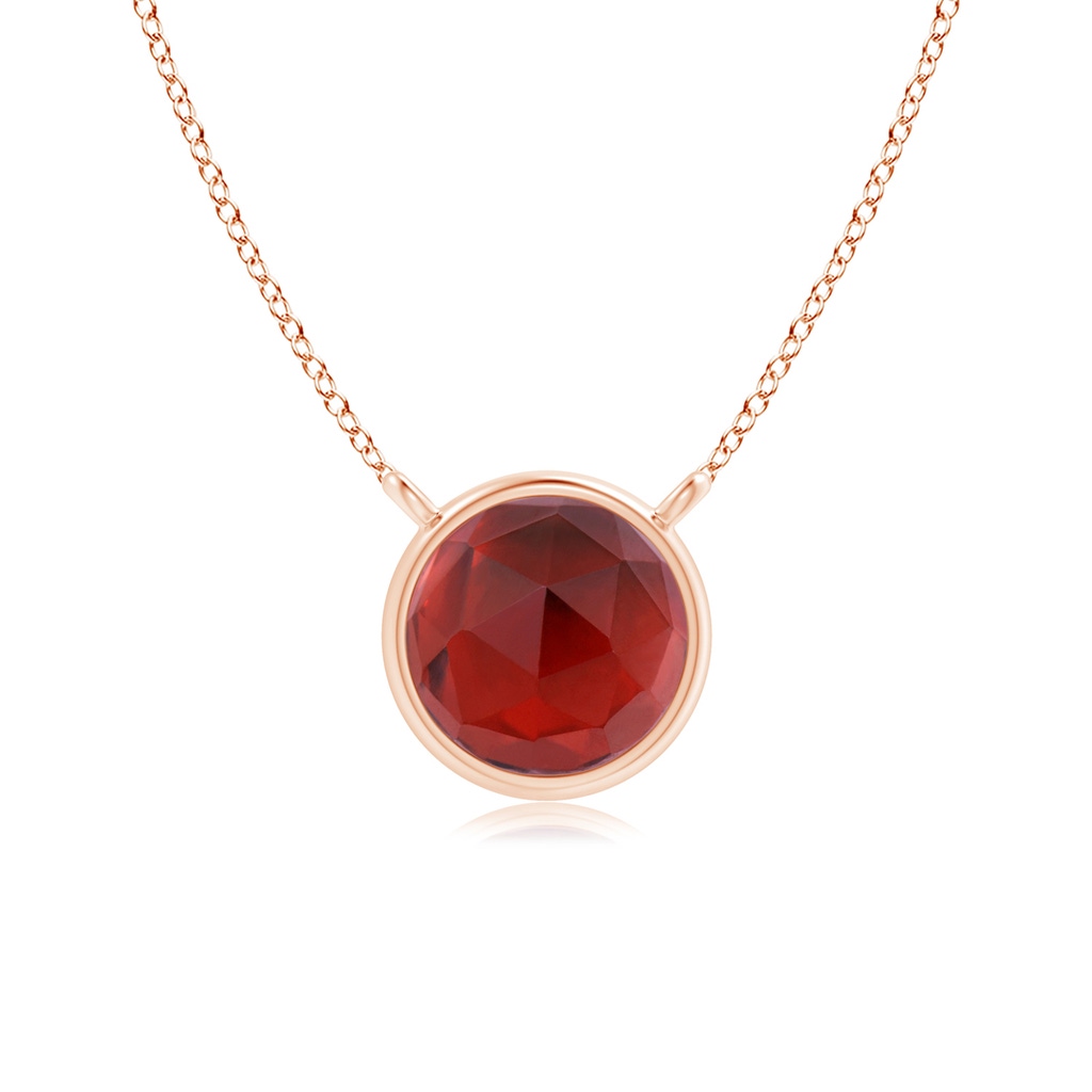5mm AAA Bezel-Set Round Garnet Solitaire Necklace in Rose Gold