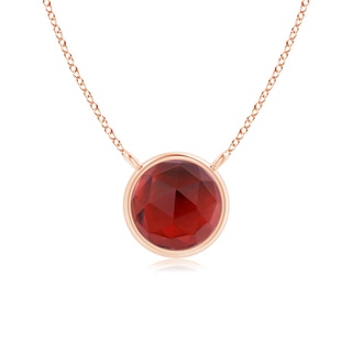 5mm AAA Bezel-Set Round Garnet Solitaire Necklace in Rose Gold