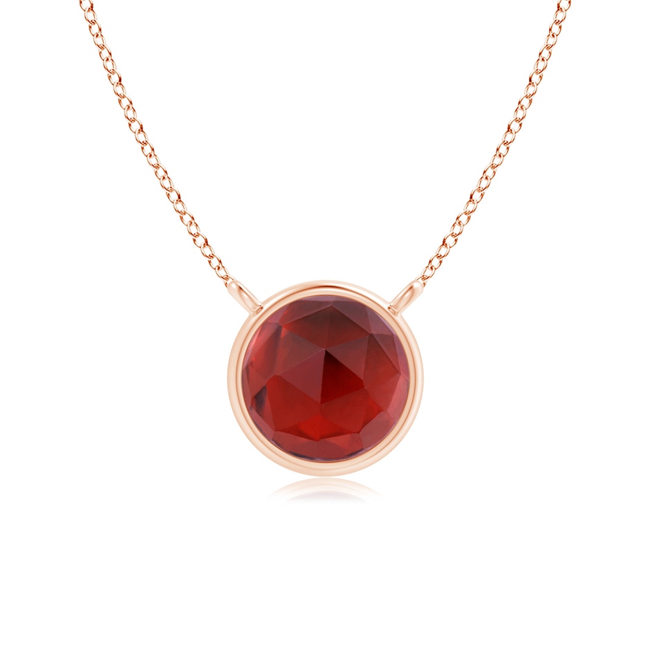 5mm AAA Bezel-Set Round Garnet Solitaire Necklace in Rose Gold 