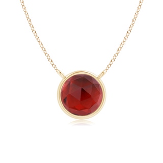 5mm AAA Bezel-Set Round Garnet Solitaire Necklace in Yellow Gold