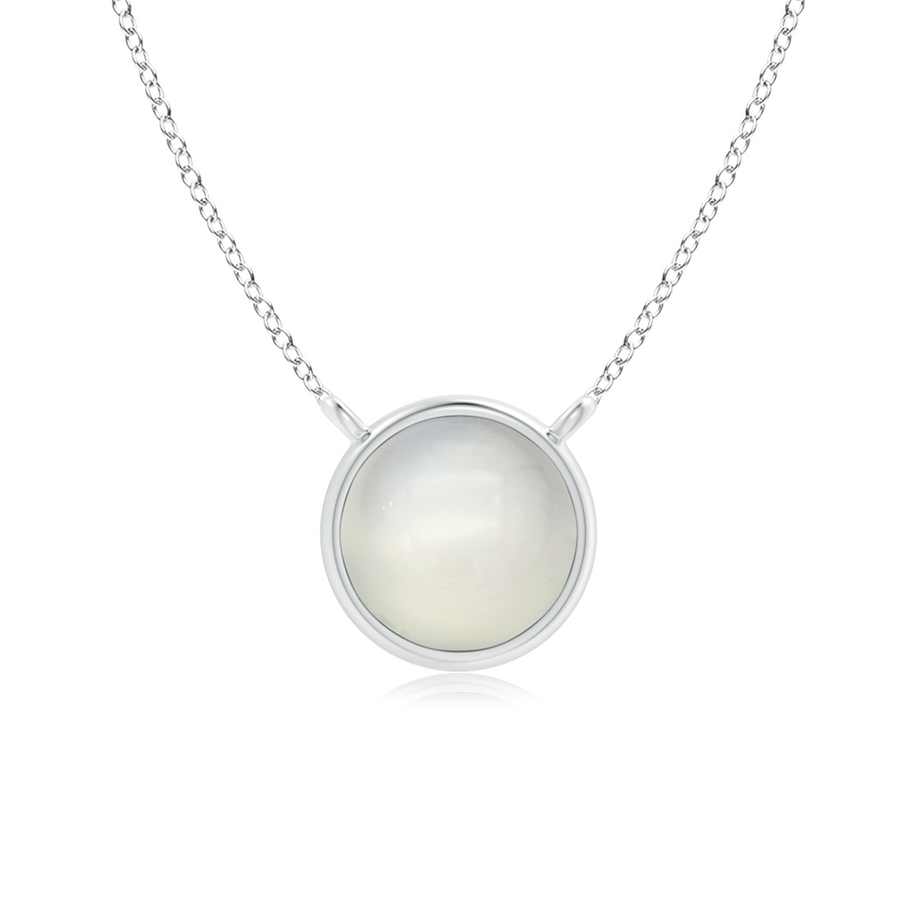 5mm AAA Bezel-Set Round Moonstone Solitaire Necklace in White Gold