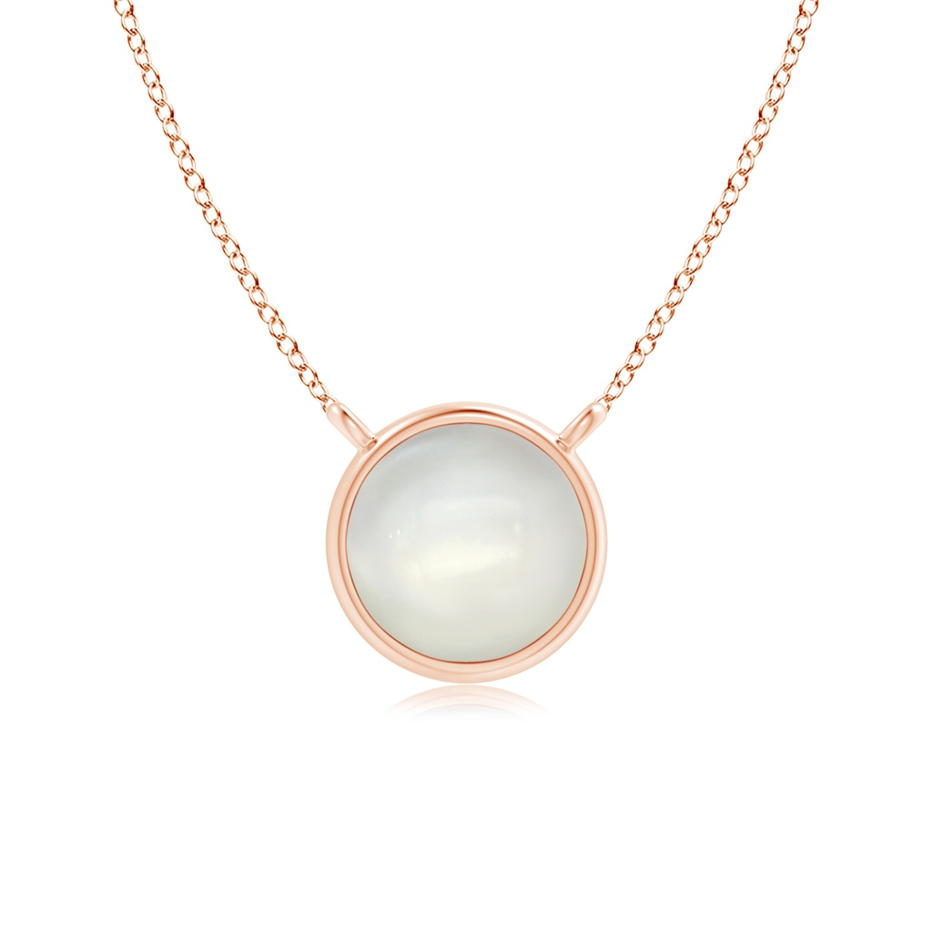 5mm AAAA Bezel-Set Round Moonstone Solitaire Necklace in Rose Gold