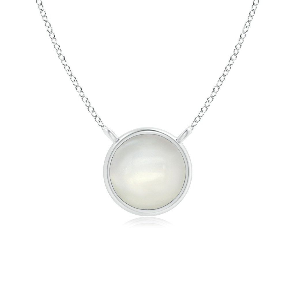 5mm AAAA Bezel-Set Round Moonstone Solitaire Necklace in S999 Silver