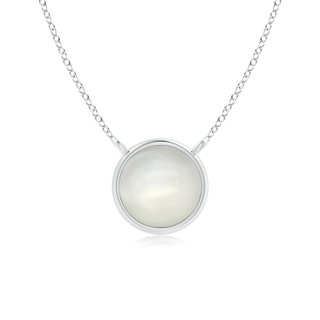 5mm AAAA Bezel-Set Round Moonstone Solitaire Necklace in White Gold