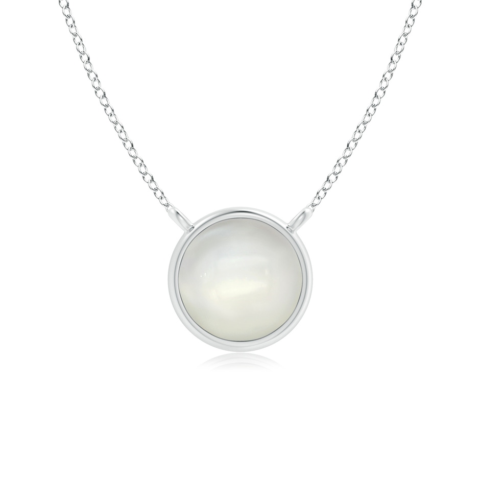 5mm AAAA Bezel-Set Round Moonstone Solitaire Necklace in White Gold 