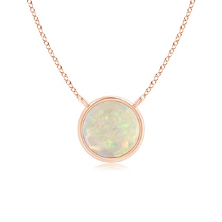 5mm AAA Bezel-Set Round Opal Solitaire Necklace in 18K Rose Gold