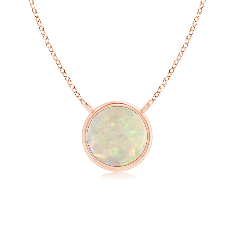 5mm AAA Bezel-Set Round Opal Solitaire Necklace in 18K Rose Gold 