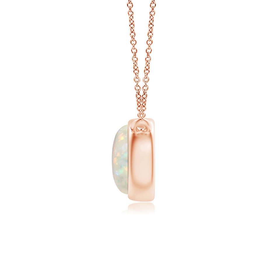 5mm AAA Bezel-Set Round Opal Solitaire Necklace in 18K Rose Gold side 199