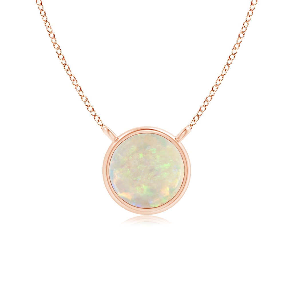 5mm AAA Bezel-Set Round Opal Solitaire Necklace in Rose Gold