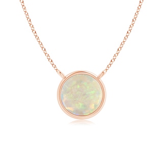5mm AAA Bezel-Set Round Opal Solitaire Necklace in Rose Gold