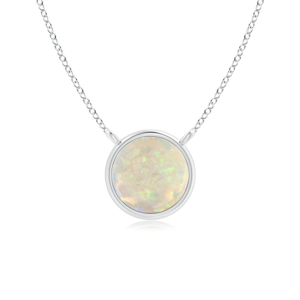 5mm AAA Bezel-Set Round Opal Solitaire Necklace in S999 Silver