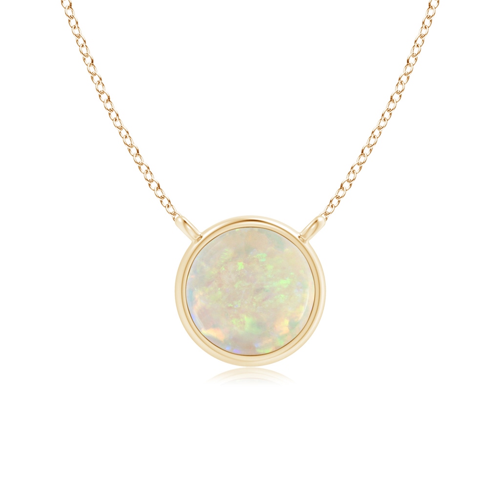 5mm AAA Bezel-Set Round Opal Solitaire Necklace in Yellow Gold