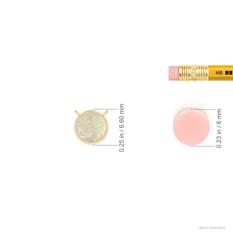 5mm AAA Bezel-Set Round Opal Solitaire Necklace in Yellow Gold ruler