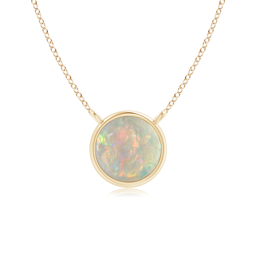 5mm AAAA Bezel-Set Round Opal Solitaire Necklace in 10K Yellow Gold