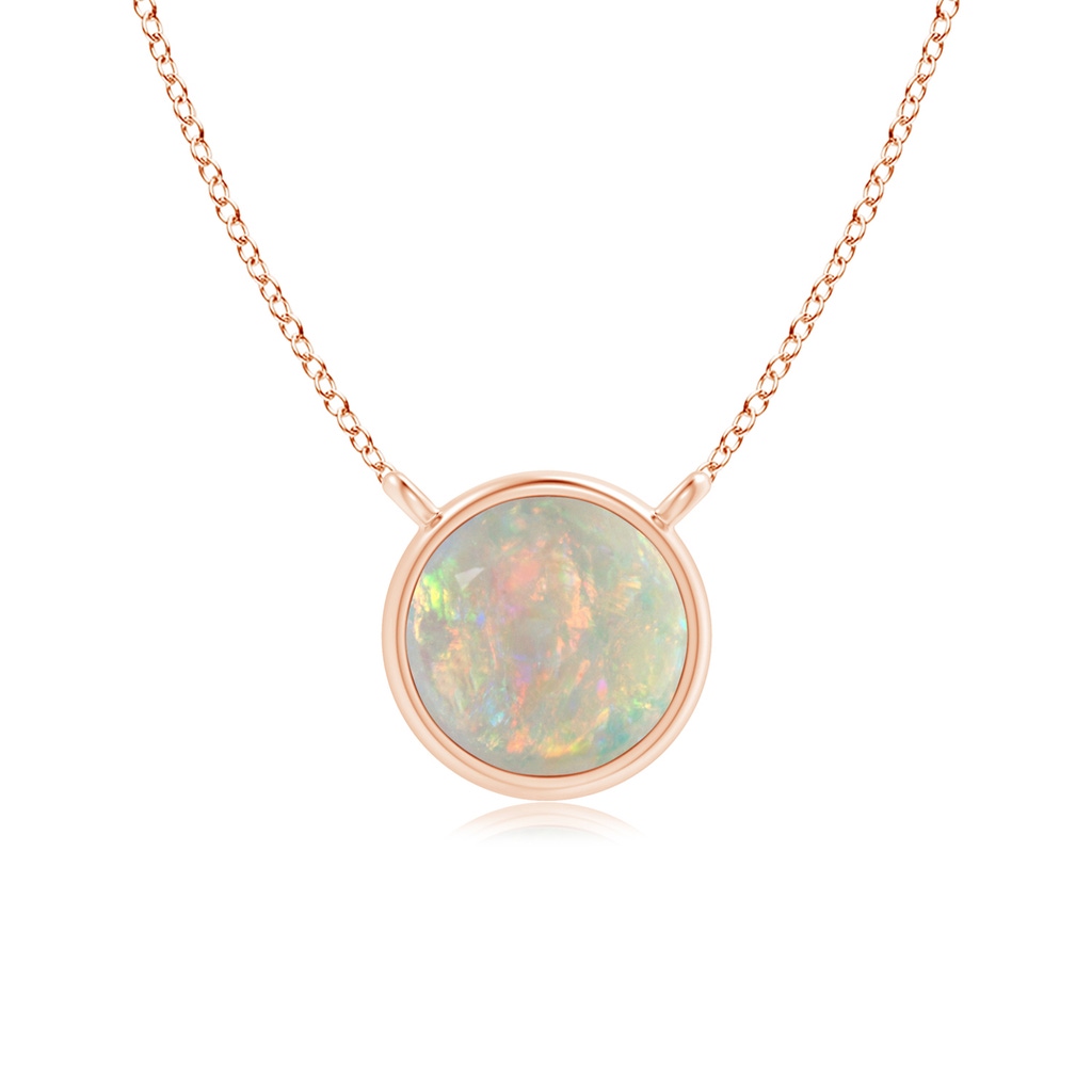 5mm AAAA Bezel-Set Round Opal Solitaire Necklace in 18K Rose Gold