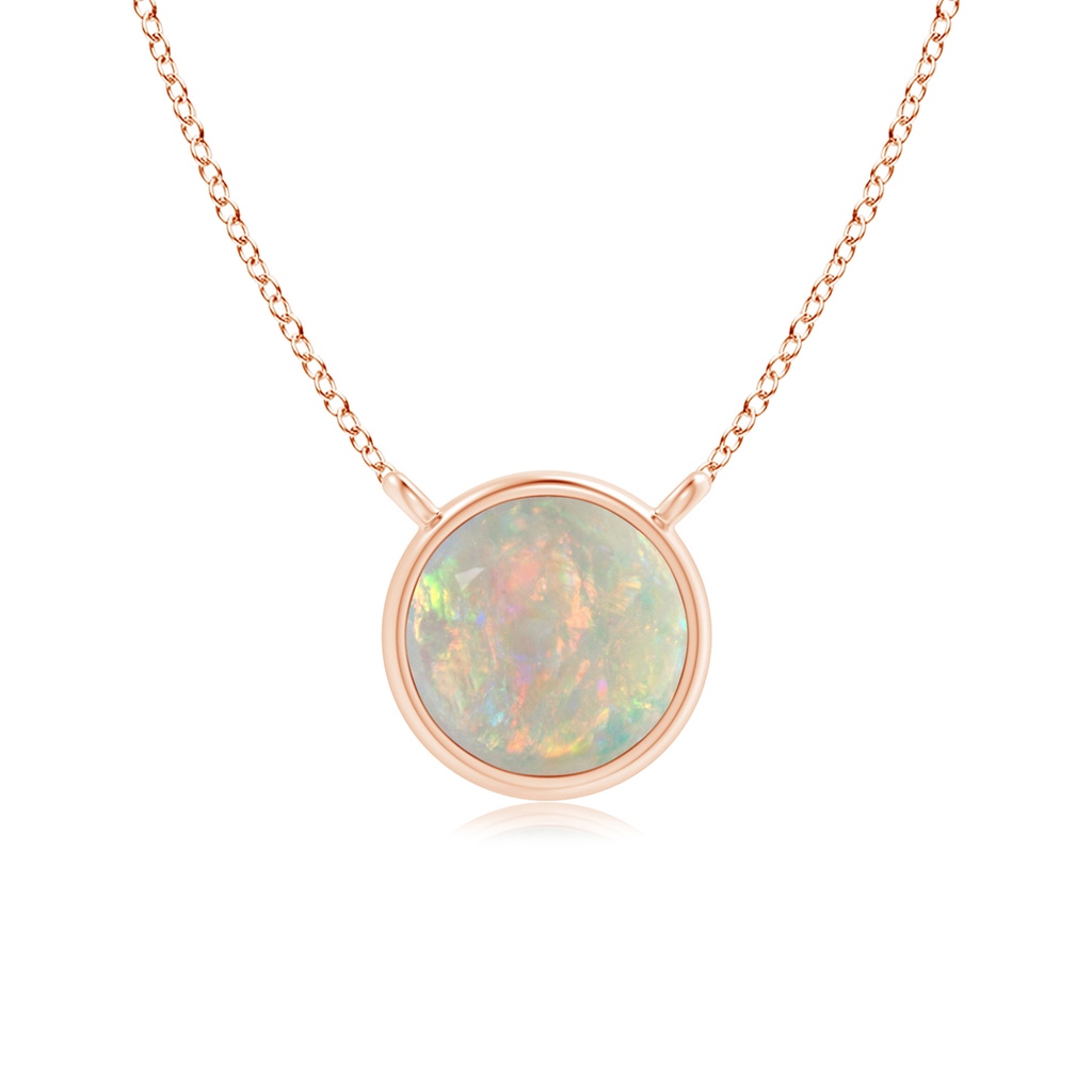 5mm AAAA Bezel-Set Round Opal Solitaire Necklace in Rose Gold